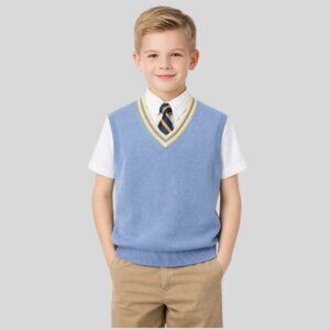 Brooks Brothers Cotton Vest Light Blue Yellow Trim, Size M NWT Preppy Academia